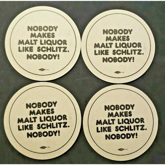 Vintage 1970's Schlitz Malt Liquor Beer Coasters 3.5" (4) NOS PB59 - Picture 2 of 2